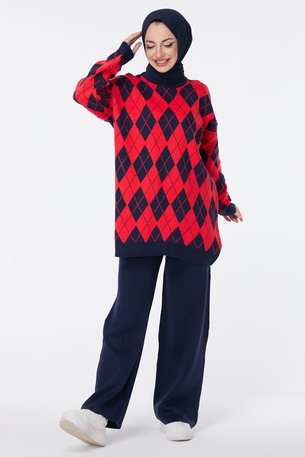 Triko Tunik Pantolon Kırmızı - 23645