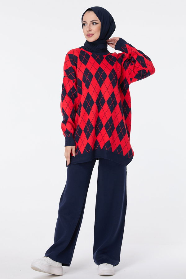 Triko Tunik Pantolon Kırmızı - 23645