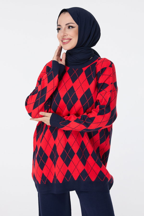 Triko Tunik Pantolon Kırmızı - 23645