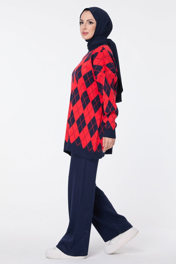 Triko Tunik Pantolon Kırmızı - 23645