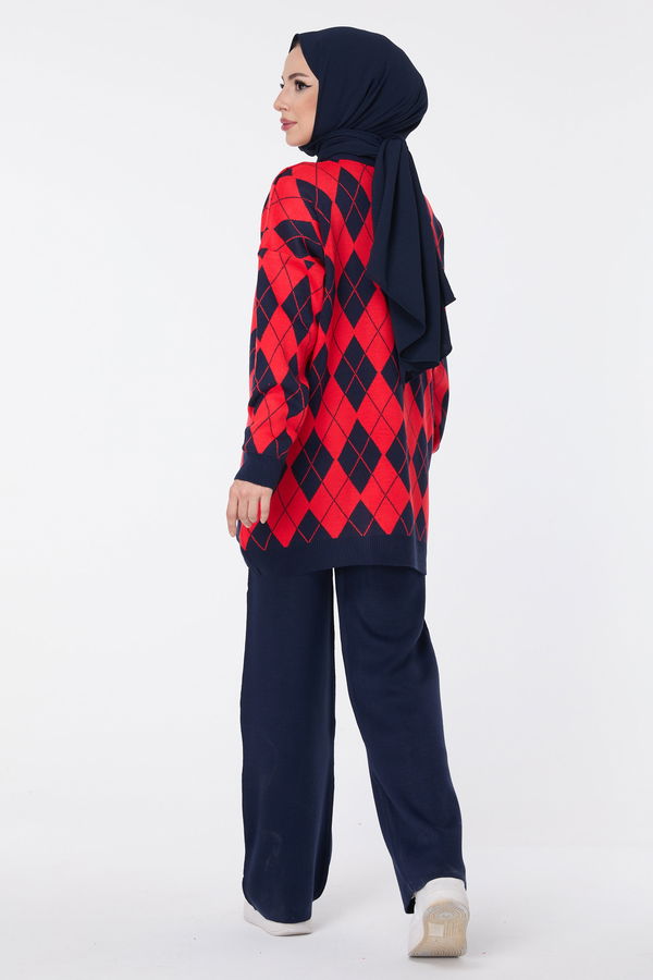 Triko Tunik Pantolon Kırmızı - 23645