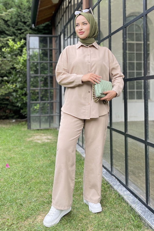 Tunik+Pantolon Bej - 11339