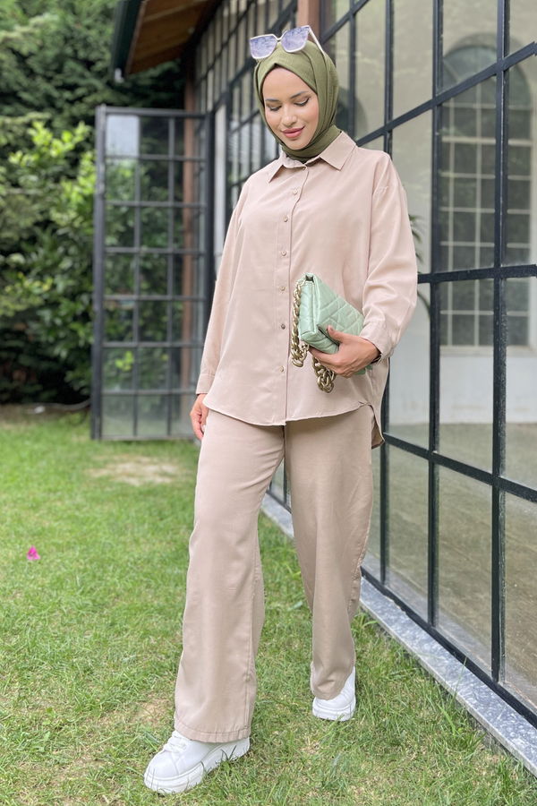 Tunik+Pantolon Bej - 11339