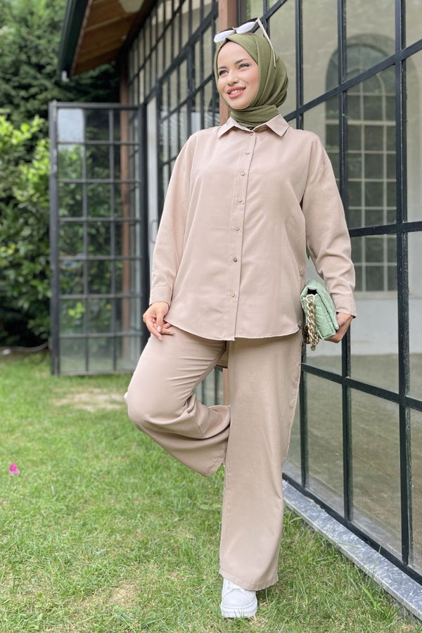 Tunik+Pantolon Bej - 11339
