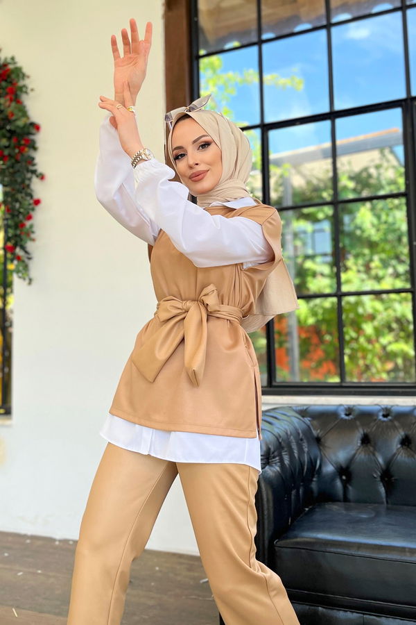 Bluz+Pantolon Bej - 11593