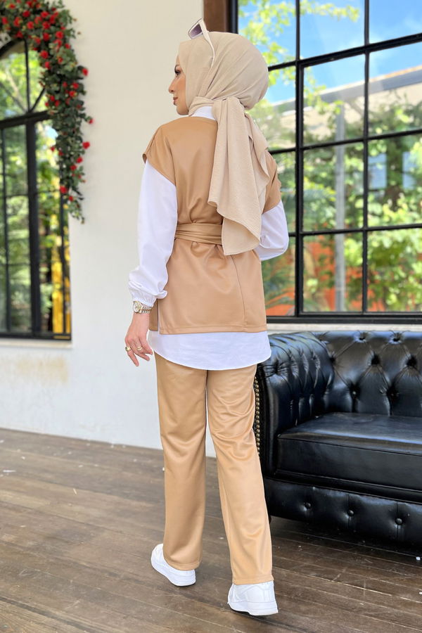 Bluz+Pantolon Bej - 11593