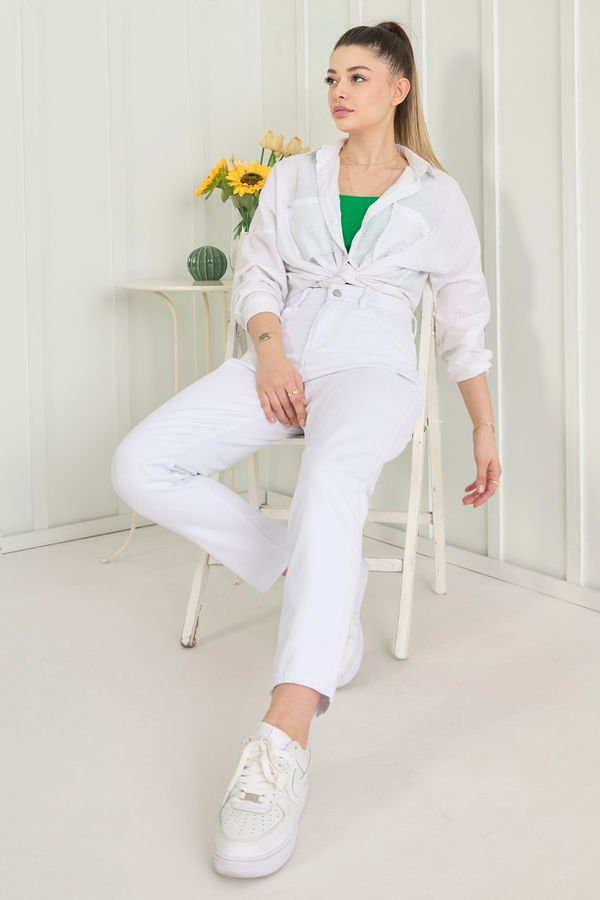 Gabardin Pantolon Beyaz - 11610