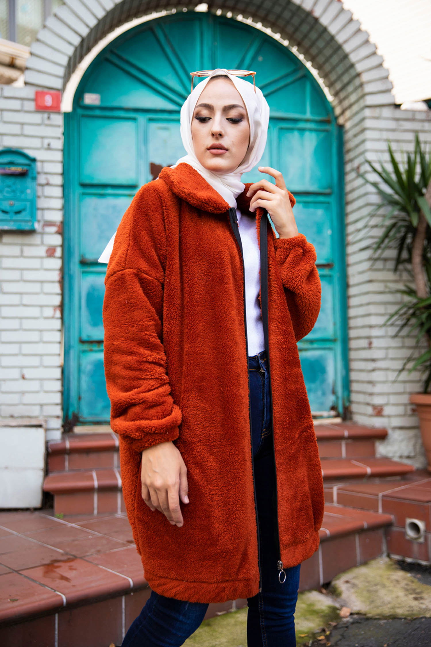 Peluş Mont Kiremit - 13009