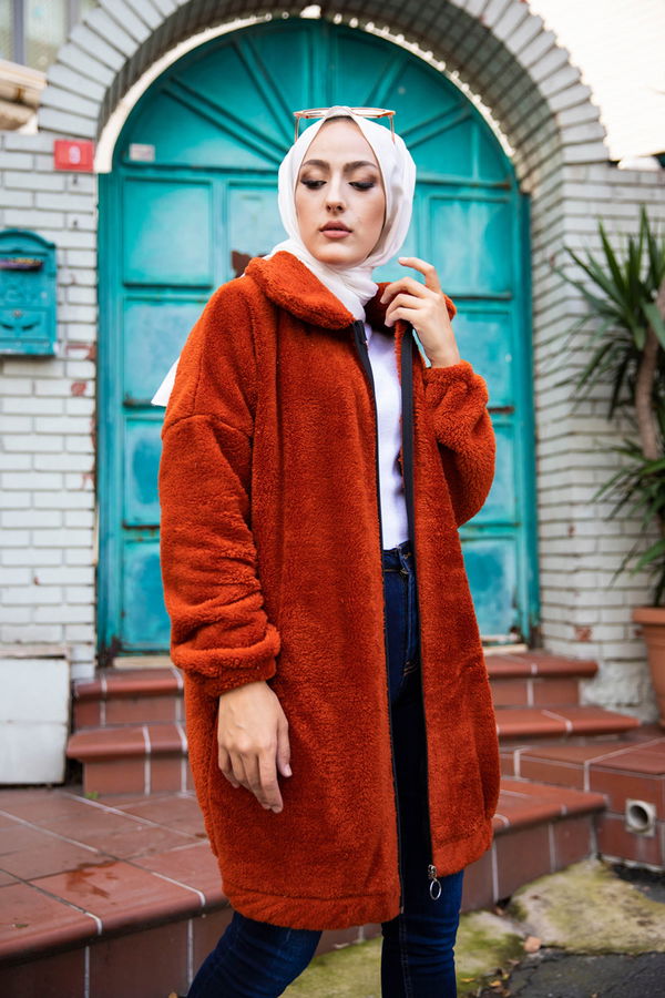 Peluş Mont Kiremit - 13009