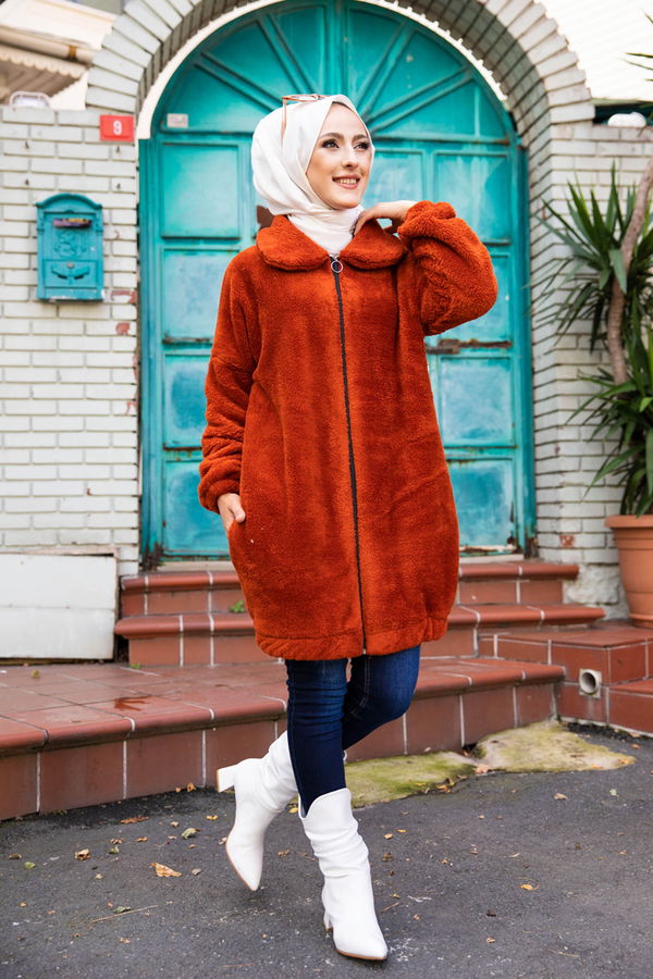 Peluş Mont Kiremit - 13009