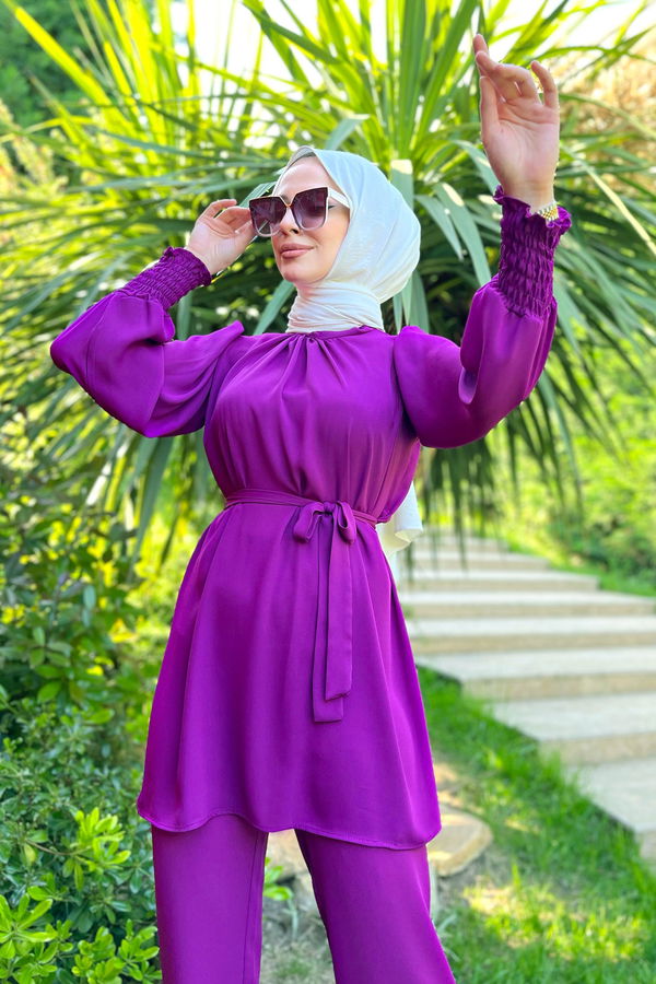 Tunik+Pantolon Mor - 13019