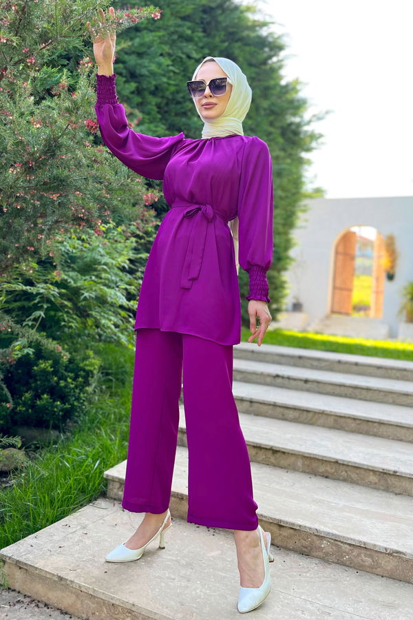 Tunik+Pantolon Mor - 13019