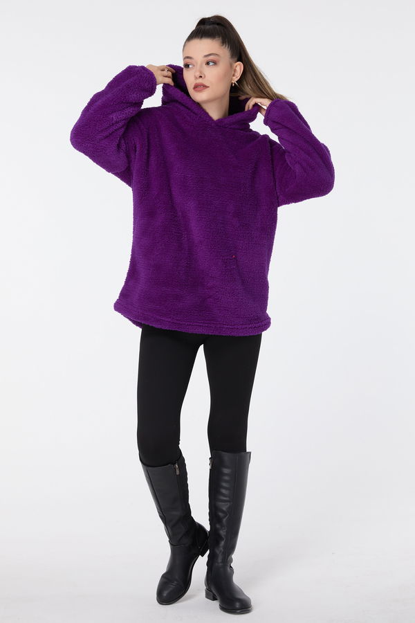 Peluş Sweat Mor - 13049 MOR