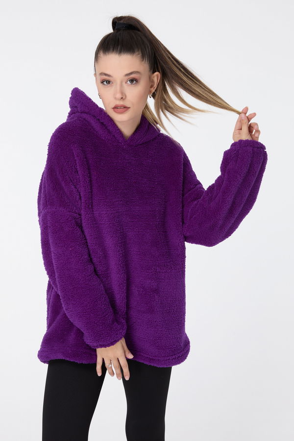 Peluş Sweat Mor - 13049 MOR