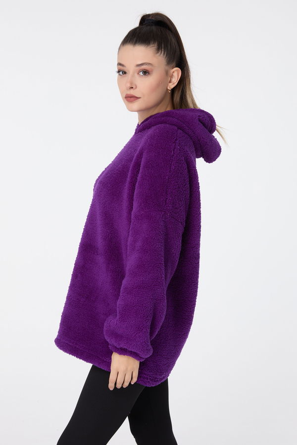 Peluş Sweat Mor - 13049 MOR