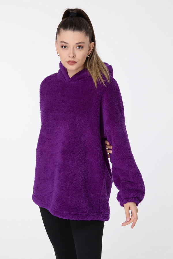 Peluş Sweat Mor - 13049 MOR