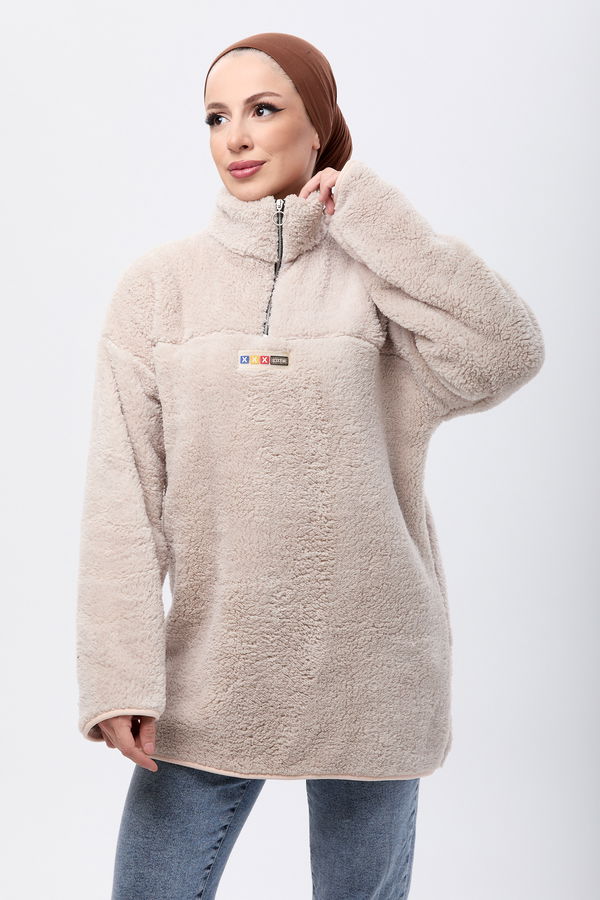 Peluş Sweat Bej - 13083