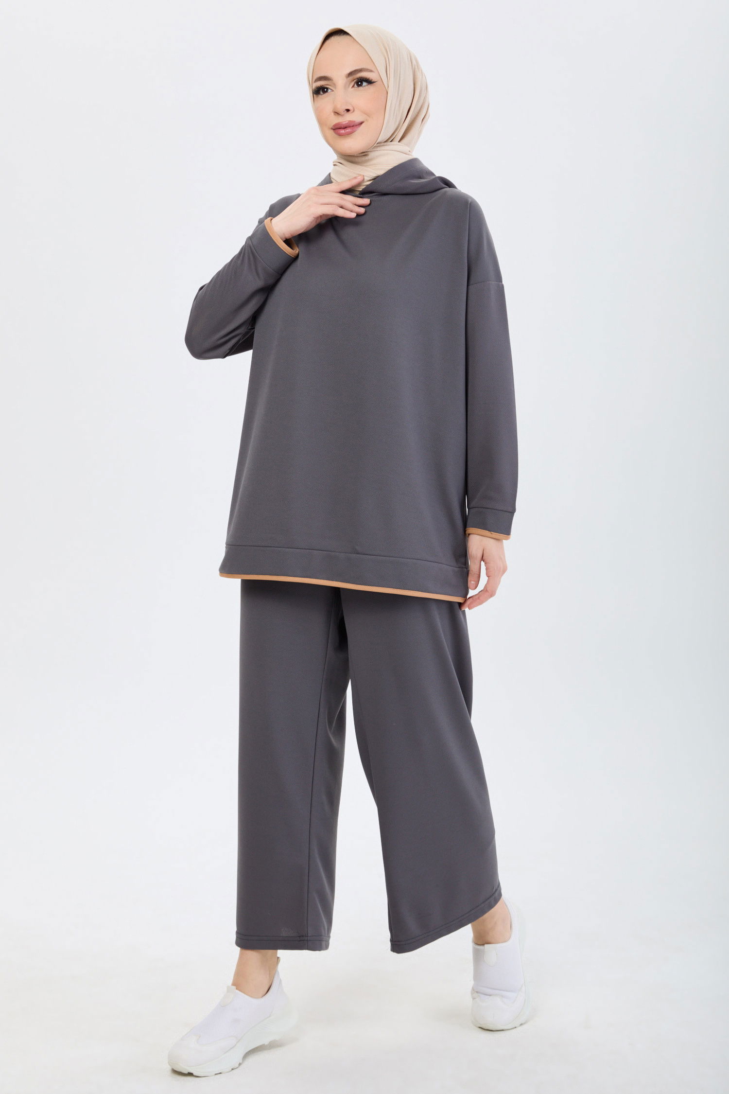 Battal Beden Tunik Pantolon Antrasit - 13098