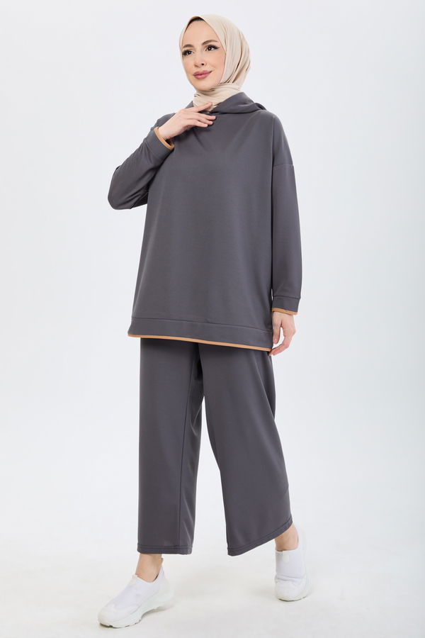 Battal Beden Tunik Pantolon Antrasit - 13098
