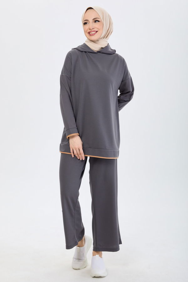 Battal Beden Tunik Pantolon Antrasit - 13098