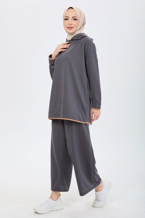 Battal Beden Tunik Pantolon Antrasit - 13098