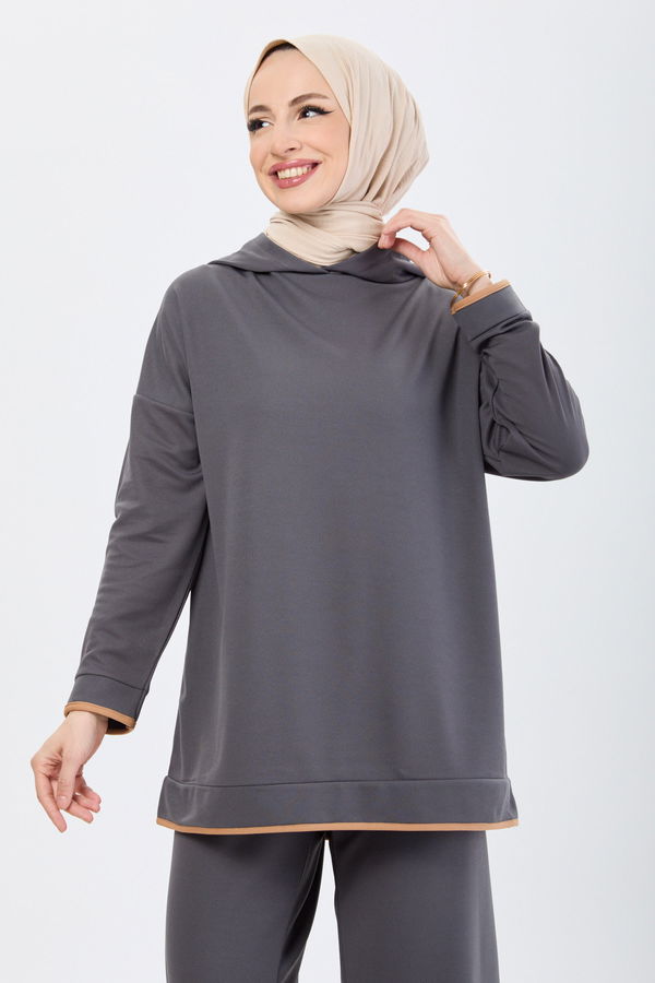 Battal Beden Tunik Pantolon Antrasit - 13098