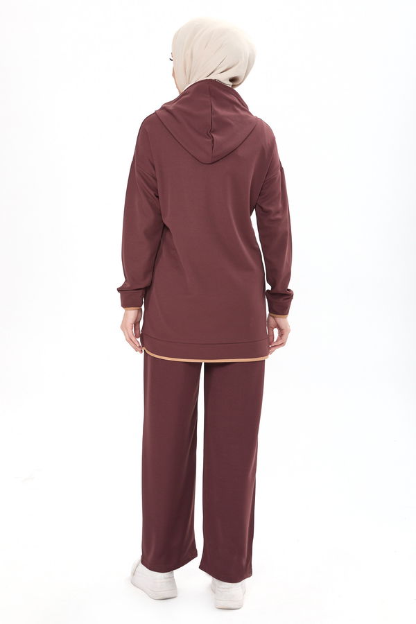 Battal Beden Tunik Pantolon Kahverengi - 13098