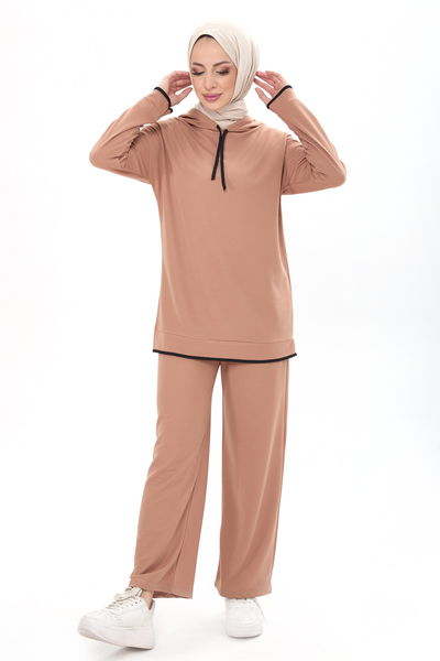 Battal Beden Tunik Pantolon Vizon - 13098
