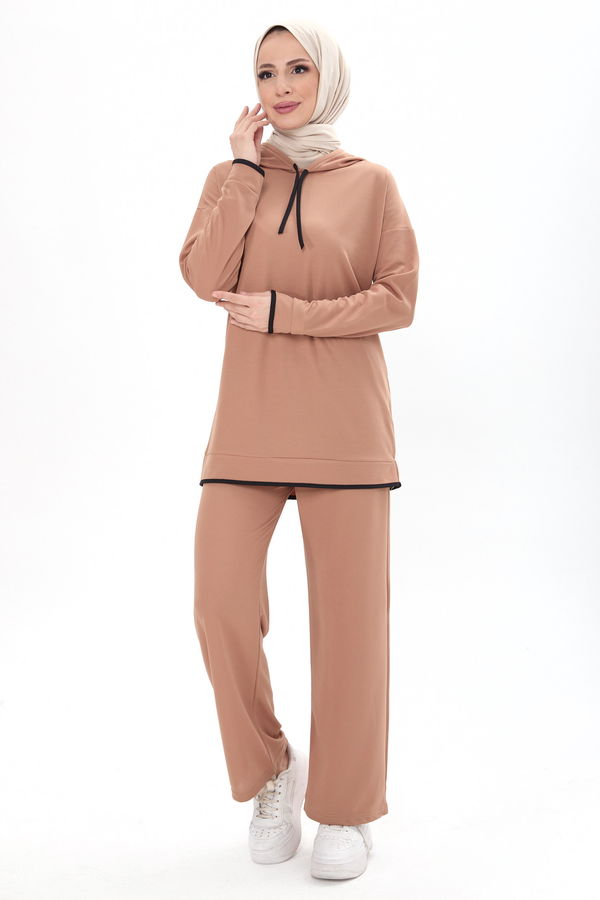 Battal Beden Tunik Pantolon Vizon - 13098