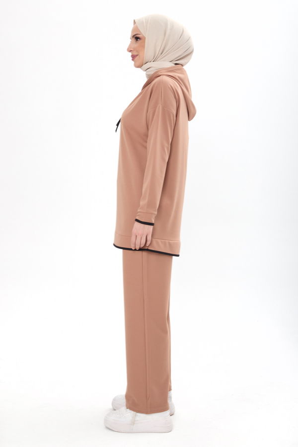Battal Beden Tunik Pantolon Vizon - 13098