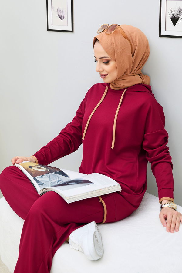 Battal Beden Tunik Pantolon Bordo - 13098 BORDO