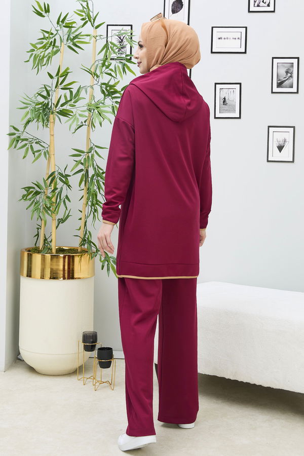 Battal Beden Tunik Pantolon Bordo - 13098 BORDO