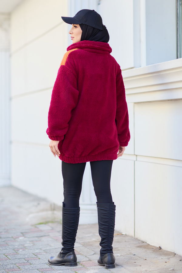 Peluş Hırka Bordo - 13104