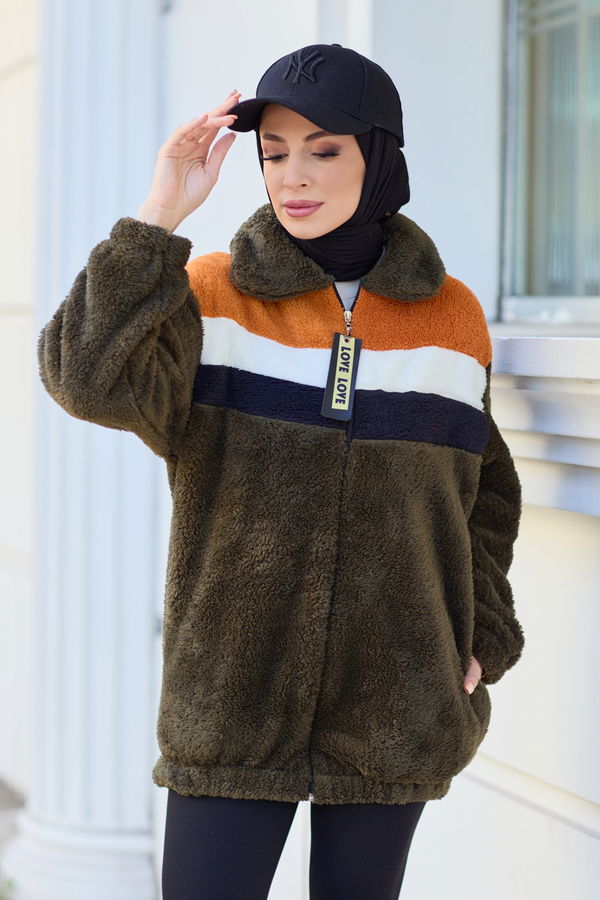 Peluş Hırka Haki - 13104