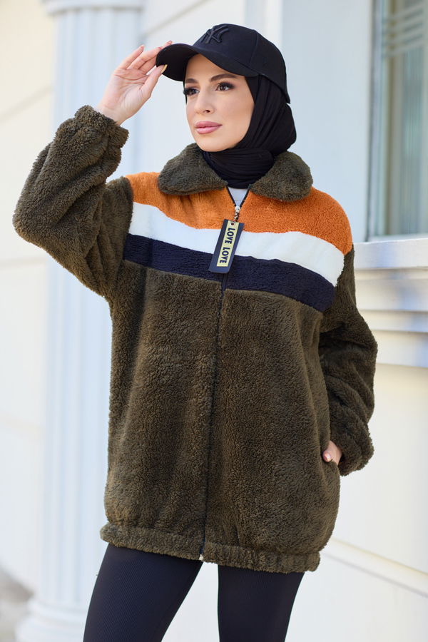 Peluş Hırka Haki - 13104