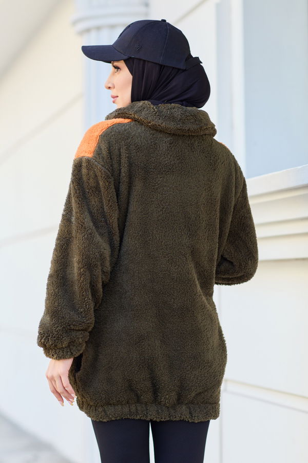 Peluş Hırka Haki - 13104