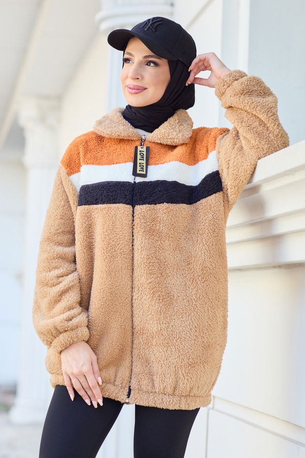 Peluş Hırka Vizon - 13104