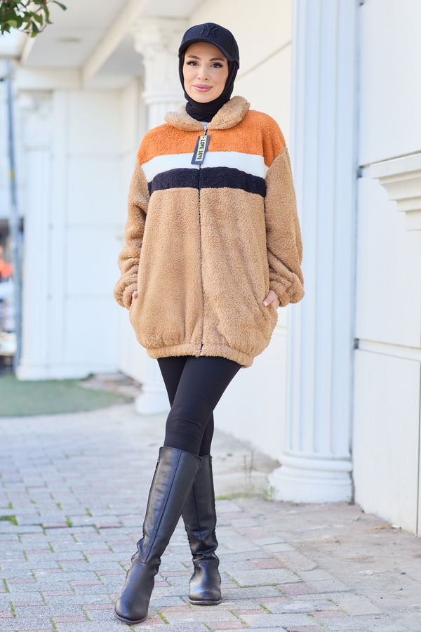Peluş Hırka Vizon - 13104