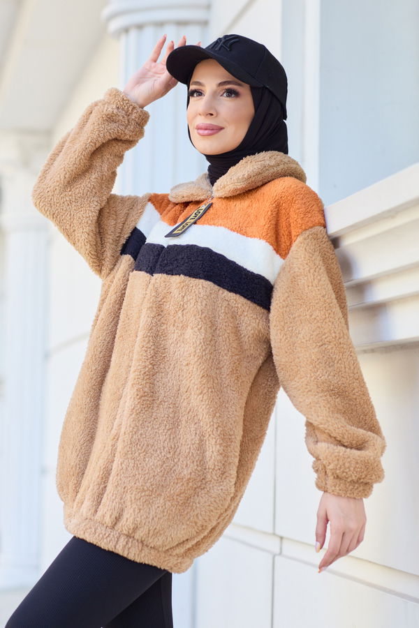Peluş Hırka Vizon - 13104