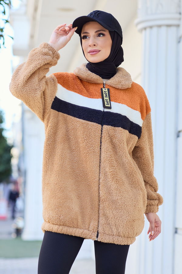 Peluş Hırka Vizon - 13104
