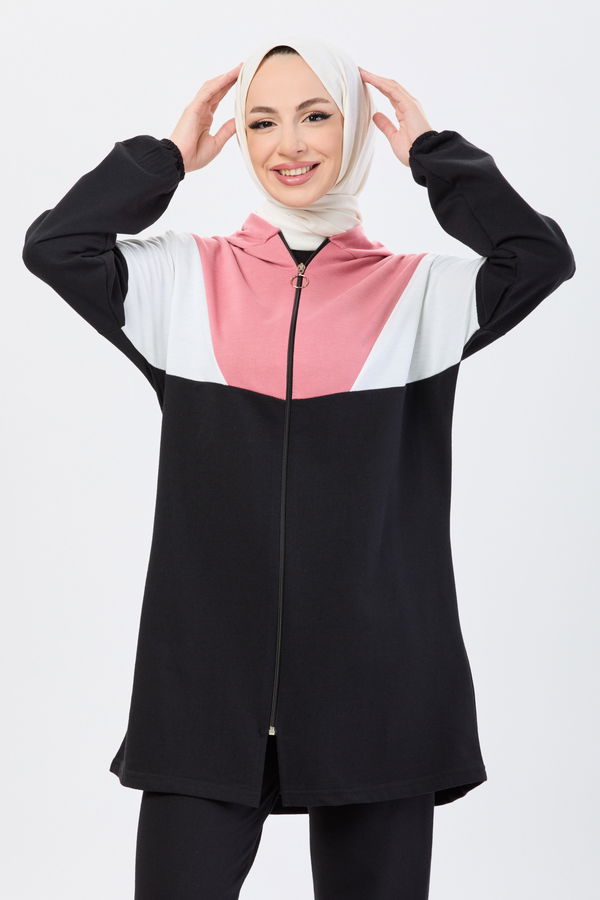 Kapşonlu Tunik Pantolon Pembe - 13107