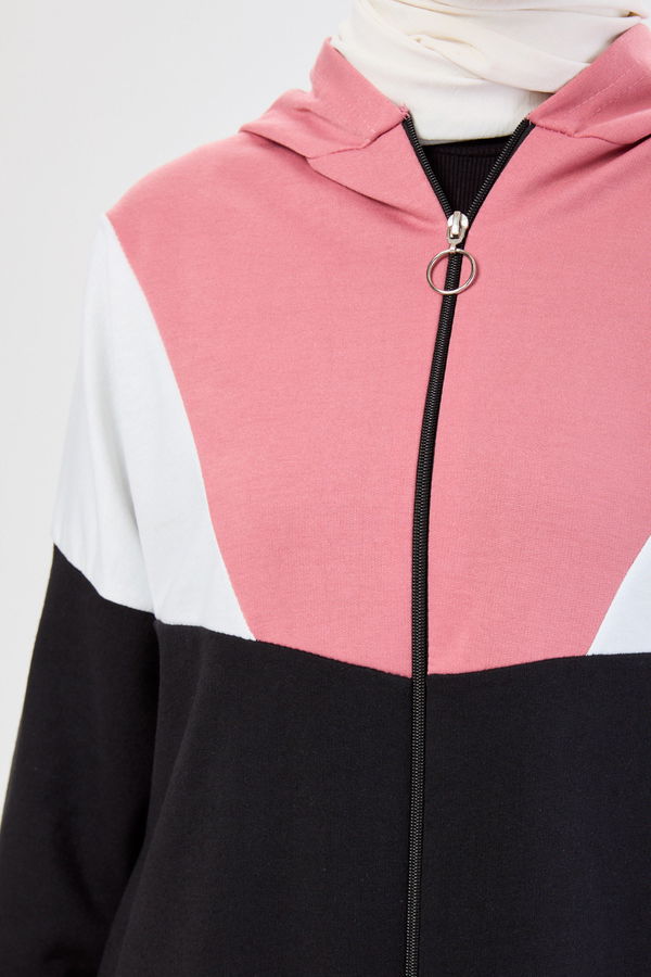 Kapşonlu Tunik Pantolon Pembe - 13107