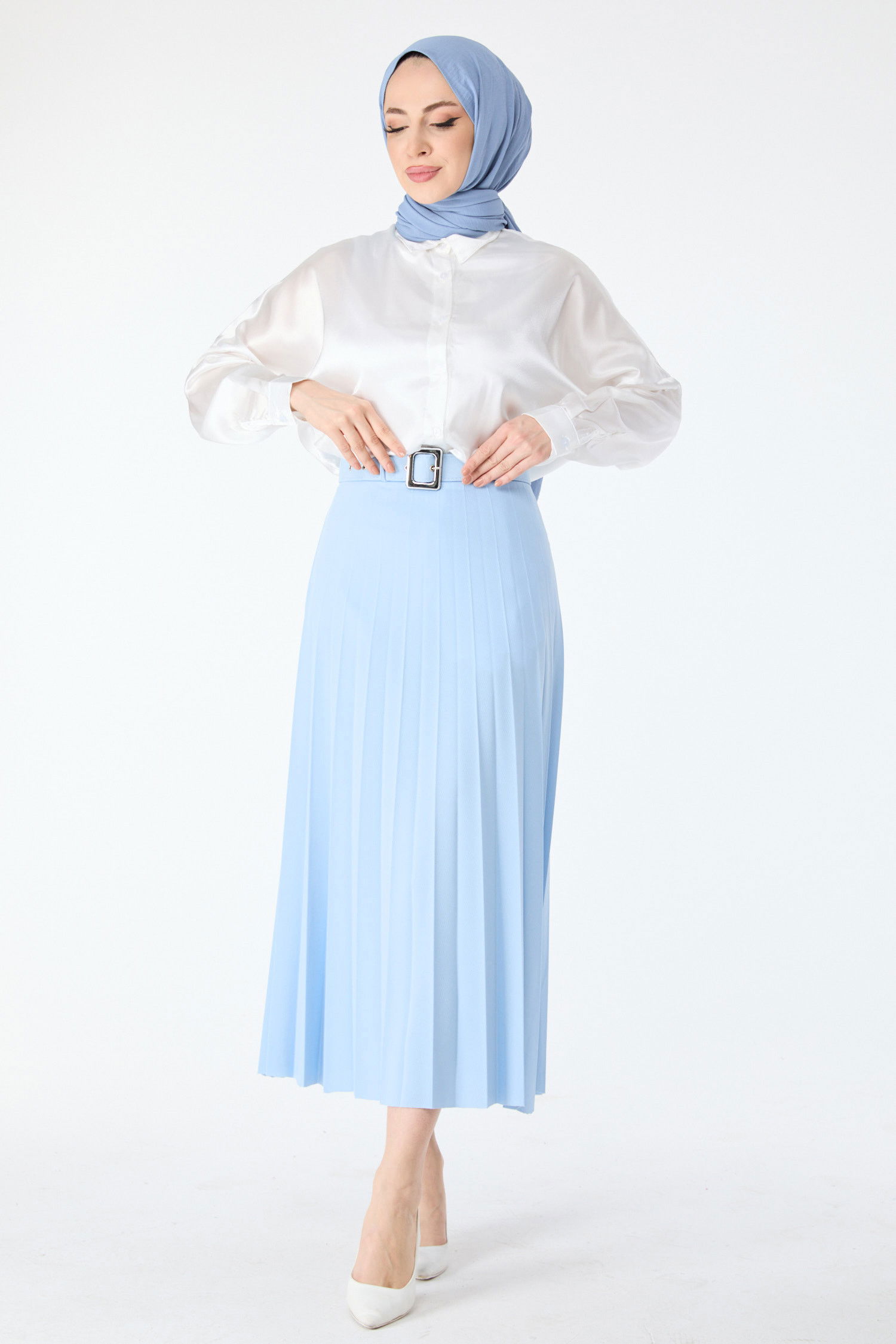 Kemerli Etek Mavi - 23026