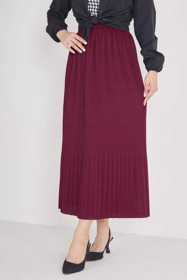 Piliseli Etek Bordo - 23027