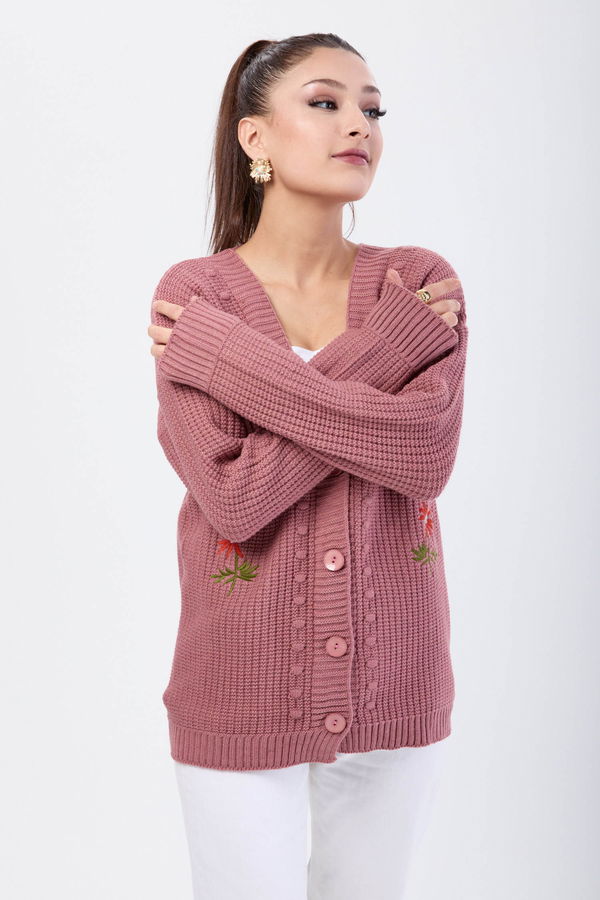 Triko Hırka Pembe - 23088 PEMBE