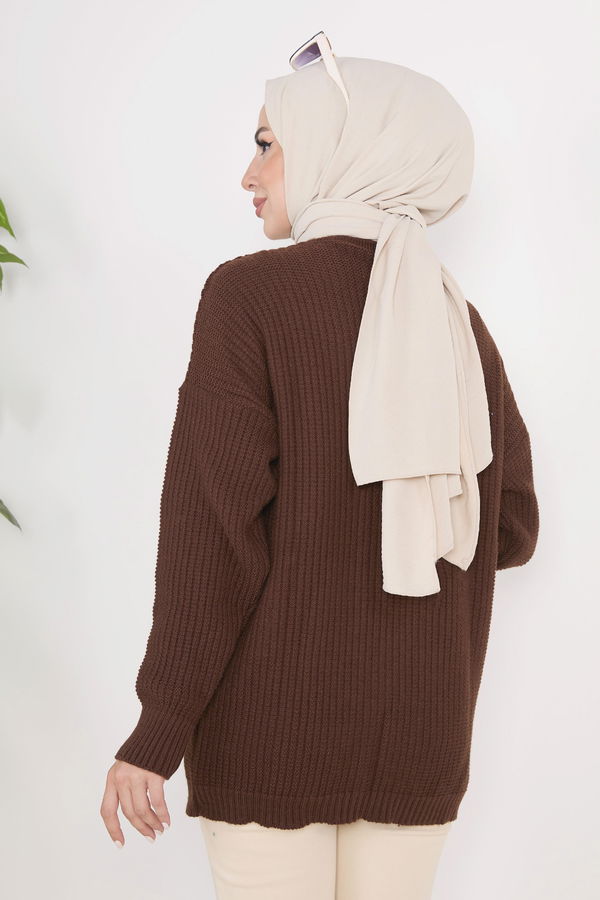 Triko Hırka Kahverengi - 23088 KAHVERENGİ