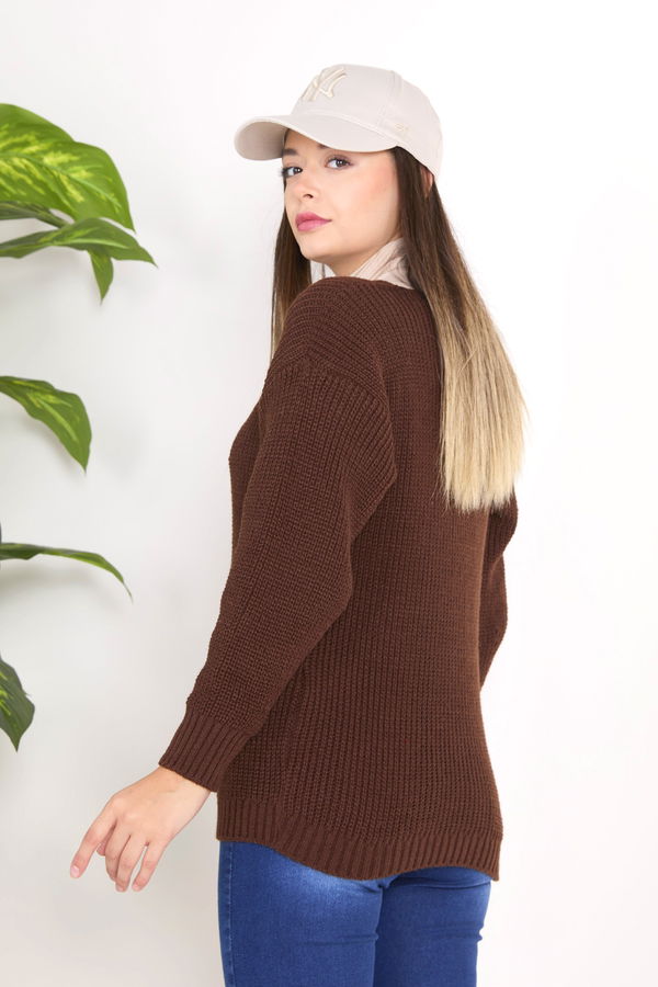 Triko Hırka Kahverengi - 23090 KAHVERENGİ