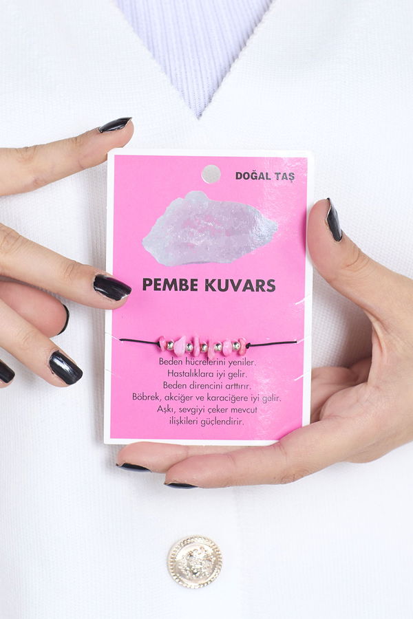 Kadın Pembe Doğal Taş Bileklik - 23312
