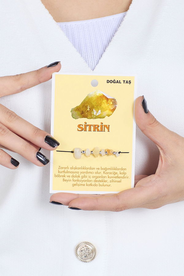 Kadın Sarı Doğal Taş Bileklik - 23312