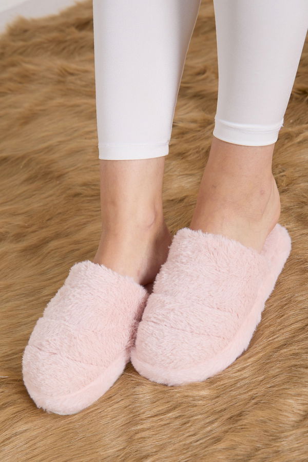 Kadın Pembe Peluş Ev Terliği - 23325